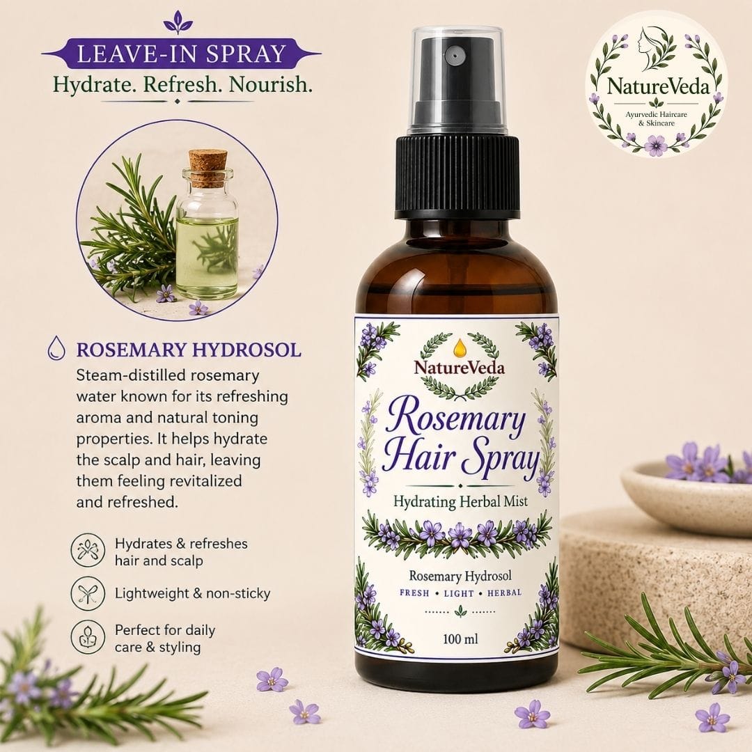 Rosemary Hair Spray | Leave-In Rosemary Hydrosol Hair Mist | Nature Veda - Image 3