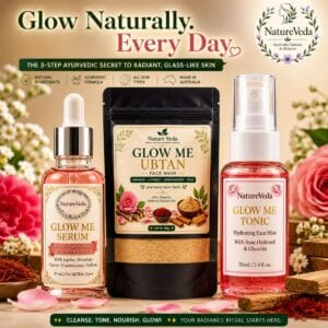 🌿 Nature Veda Glow Ritual Bundle – 3-Step Ayurvedic Skincare Kit